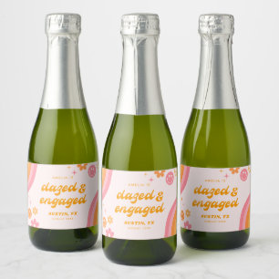 Dazed & Engaged Pink & Orange Sparkling Wine Label