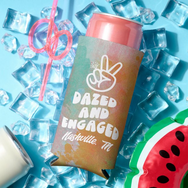 Dazed & Engaged Retro Bachelorette  Seltzer Can Cooler (In Situ Summer)