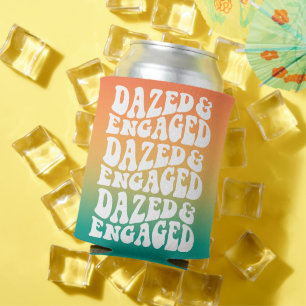 Dazed Engaged Retro Bridal Shower  Can Cooler
