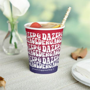 Dazed Engaged Retro July 4th Engagement Party Paper Cups