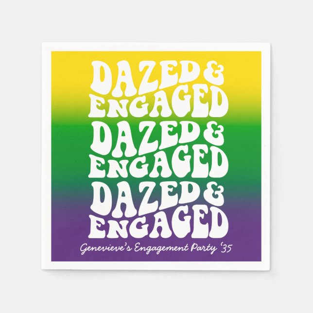 Dazed Engaged Retro Mardi Gras Napkin (Front)