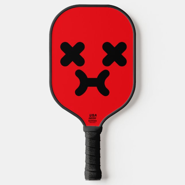 Dazed Pouty Face Red Pickleball Paddle (Front)