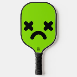 Dazed Sad Face Green Pickleball Paddle