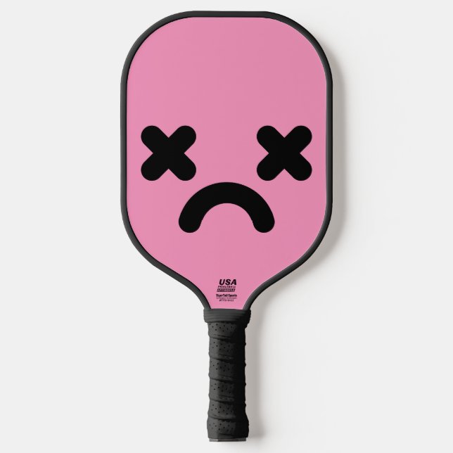 Dazed Sad Face Light Pink Pickleball Paddle (Front)