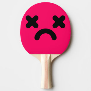 Dazed Sad Face Pink Ping Pong Paddle