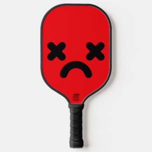 Dazed Sad Face Red Pickleball Paddle