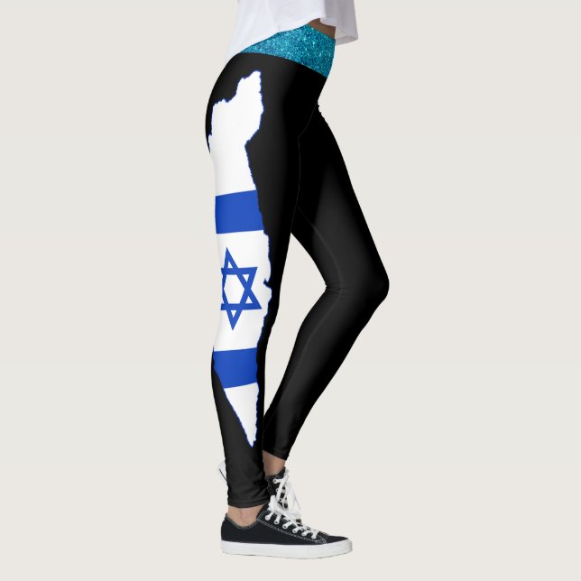 Dazzle in Blue tights, Glitter Israel Flag Design Leggings (Right)