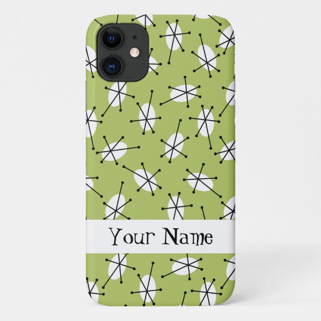 Dazzle Multi Green 'Name' iPhone case (Back)