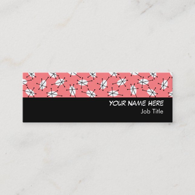 Dazzle Multi Pink black stripe skinny Mini Business Card (Front)