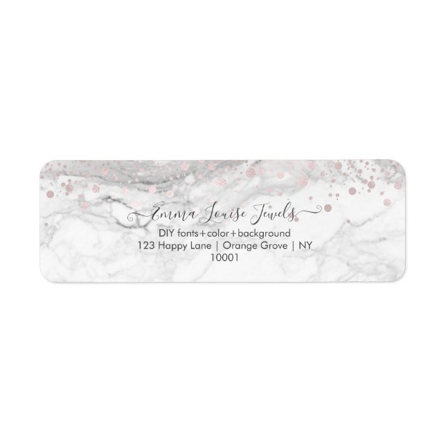 Dazzled Bluxh Pink Confetti Marble PixDezines Return Address Label (Front)