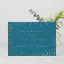 Dazzled Wedding Invitation - Teal and Rust Stars