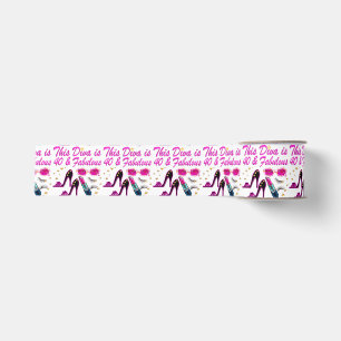 DAZZLING 40TH DIVA GROSGRAIN RIBBON