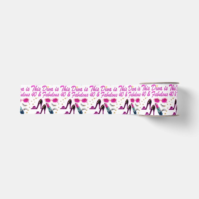 DAZZLING 40TH DIVA GROSGRAIN RIBBON (Front)