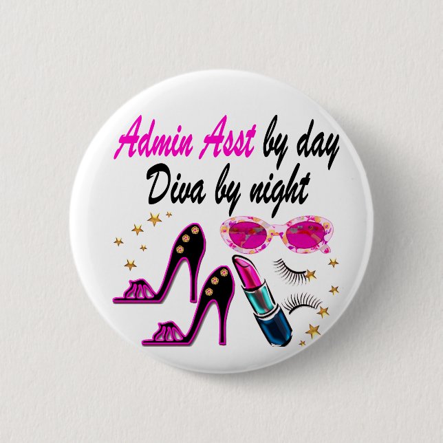DAZZLING ADMIN ASST DIVA 6 CM ROUND BADGE (Front)