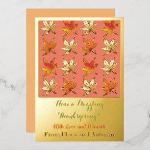 Dazzling Autumn Crisp Whimsical Thanksgiving Foil Holiday Card