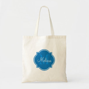 Dazzling Blue Custom Personalised Monogram Tote