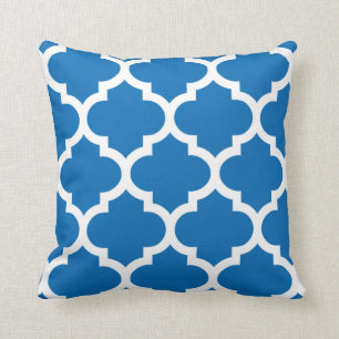 Dazzling Blue Quatrefoil Pillow