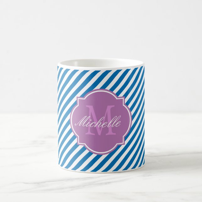 Dazzling Blue Stripe Monogram Mug (Center)