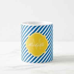 Dazzling Blue Stripe Monogram Mug