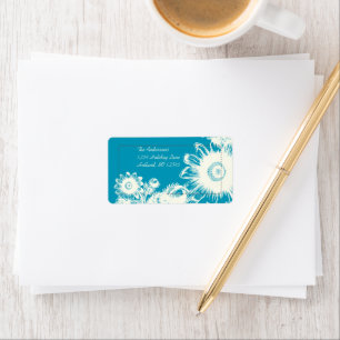 Dazzling Blue Vintage Flower Return Address Label