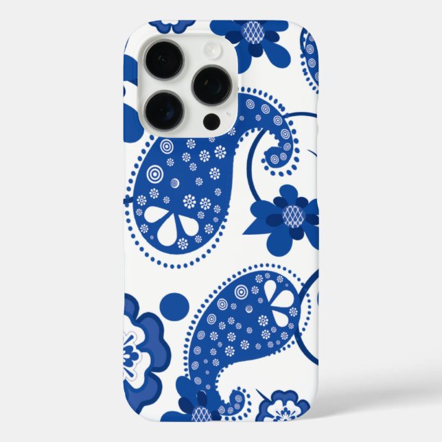 Dazzling Blue | White Chic Paisley Pattern Case-Mate iPhone Case (Back)