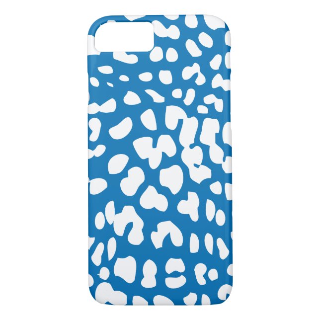 Dazzling Blue & White Leopard Print iPhone 7 Case (Back)