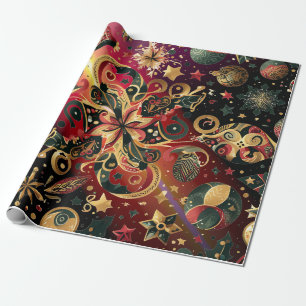 Dazzling Christmas Motifs Wrapping Paper