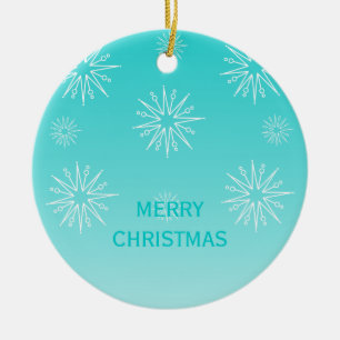 Dazzling Christmas Stars Ornament, Aqua Ceramic Ornament