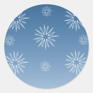 Dazzling Christmas Stars Stickers, Blue Classic Round Sticker