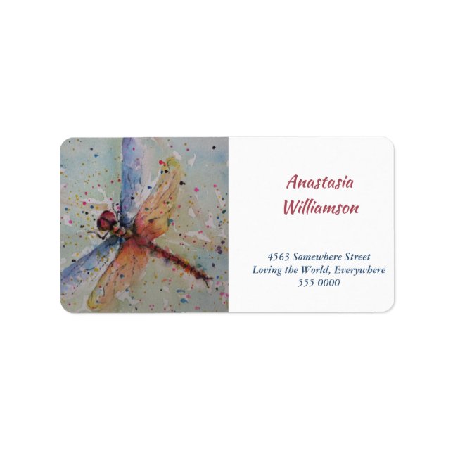 DAZZLING COLORFUL DRAGON FLY ADDRESS LABEL (Front)