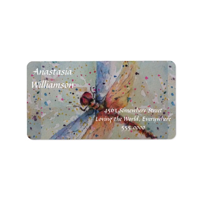 DAZZLING COLORFUL DRAGONFLY ADDRESS LABEL (Front)