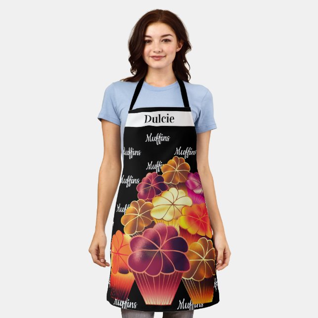 Dazzling, Custom Text, Warm Stack Muffins Apron (Worn)