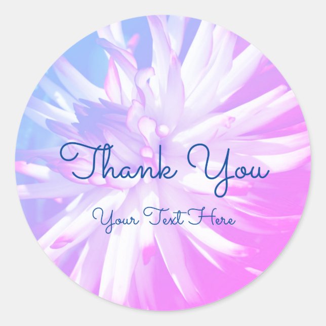 Dazzling Dahlia Flower Thank You Personalised Classic Round Sticker (Front)