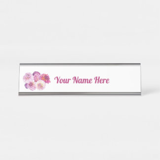 Dazzling Dahlias Personalised Desk Name Plate