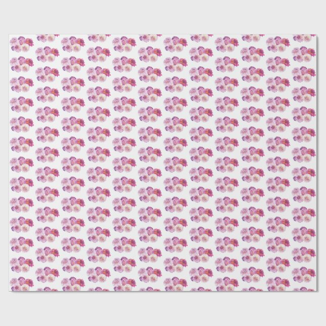 Dazzling Dahlias Personalized  Wrapping Paper (Flat)