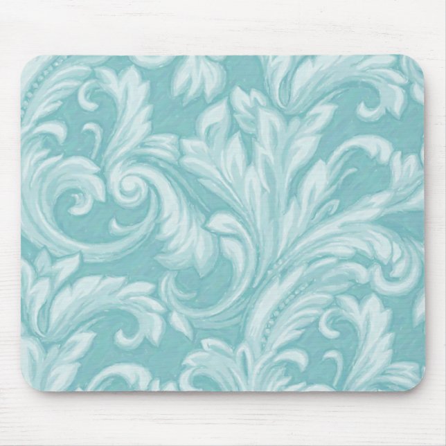 Dazzling Damask, Aqua Mouse Pad (Front)