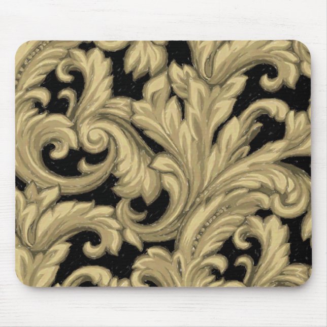 Dazzling Damask, Gold and Black Mouse Pad (Front)