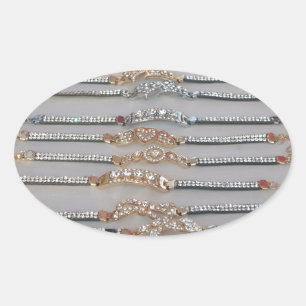 Dazzling Decorated Diamond Chain Artwork Jewellery Oval Sticker