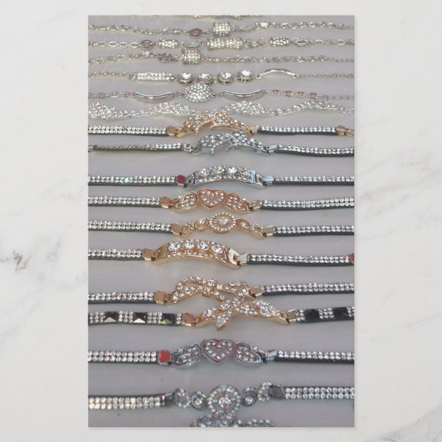 Dazzling Decorated Diamond Chain Artwork Jewellery Stationery (Front)