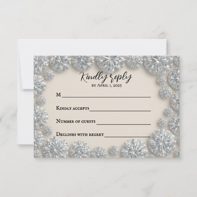 Dazzling Diamond Wedding RSVP Card (Front)