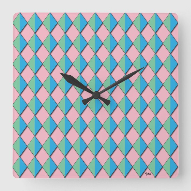 Dazzling Diamonds  Square Wall Clock (Front)