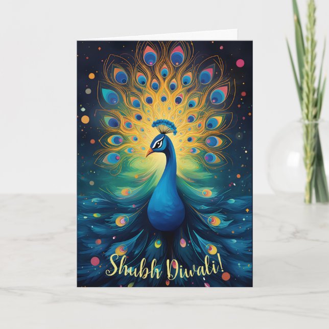 Dazzling Diwali Delight: The Joyful Peacock🦚 Holiday Card (Front)