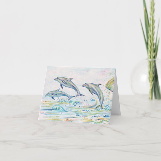 Dazzling Dolphins Note Card - 5.6" x 4" (Front)