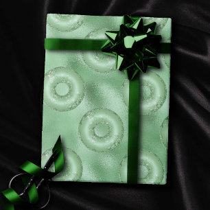 Dazzling Doughnuts   Neo Mint Green Sparkly Patter Wrapping Paper