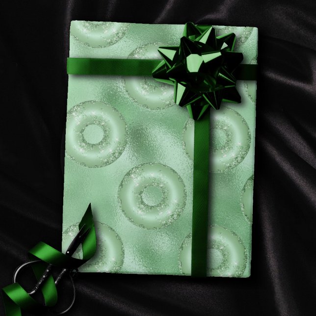 Dazzling Doughnuts | Neo Mint Green Sparkly Patter Wrapping Paper (Creator Uploaded)