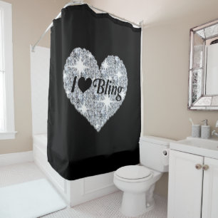 Dazzling Faux Diamond I Love Bling Shower Curtain