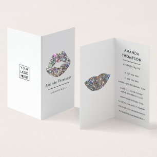 Dazzling Faux Glitter Lips Makeup Artist Business Card