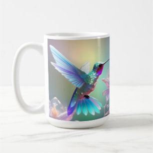 Dazzling Fusion: Rainbow Glass Hummingbird, Coffee Mug