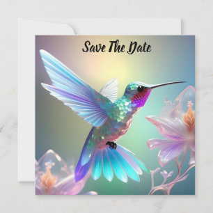 Dazzling Fusion: Rainbow Glass Hummingbird,  Save The Date