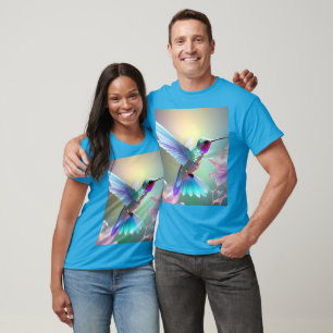Dazzling Fusion: Rainbow Glass Hummingbird,  T-Shirt